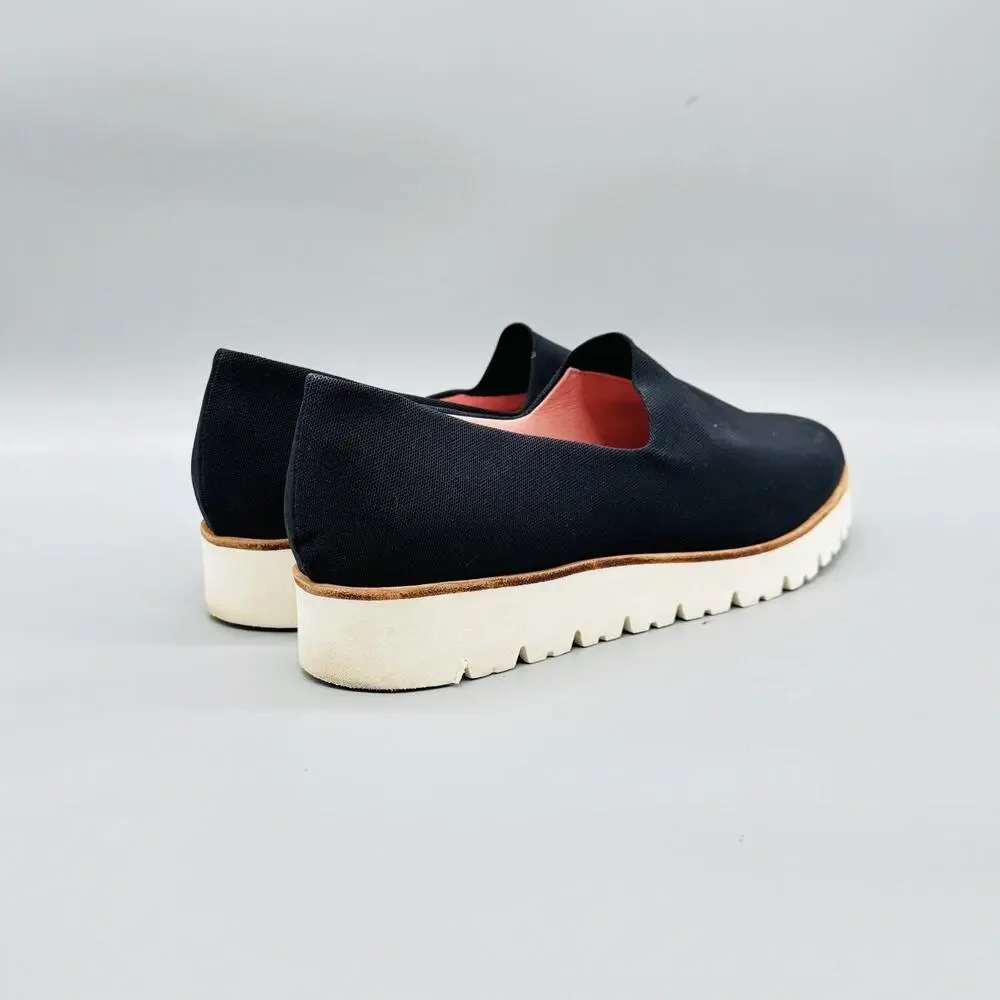 Pretty Ballerinas Shoes Womens 10 Black Platform Flats Loafer Microfiber